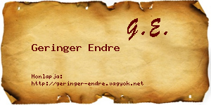 Geringer Endre névjegykártya